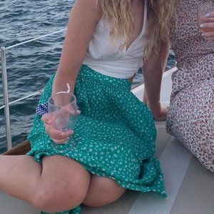 Zara Green Flower Maxi Skirt